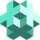 A 3D geometric shaped logo of a object in green color